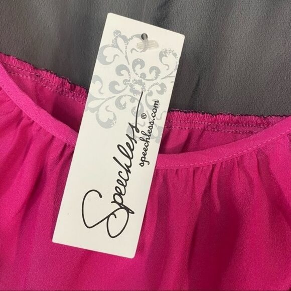 Speechless Hot Pink & Black Mesh Mini Hollow Cut Out Sides Dress Size S - Picture 5 of 9